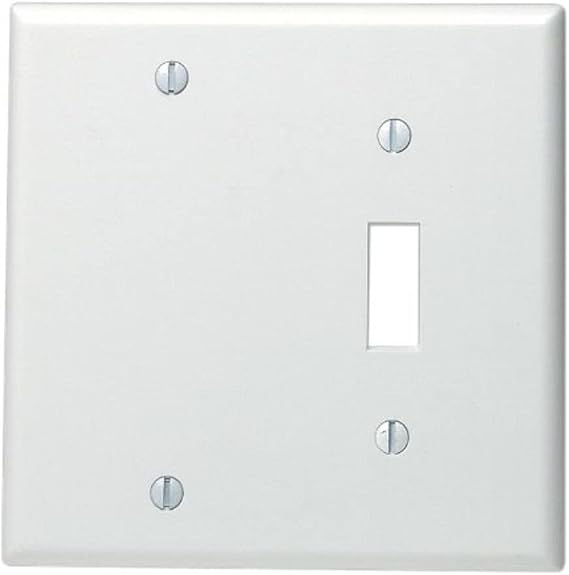 Leviton 2-Gang 1-Toggle 1-Blank Device Combination Wallplate, Standard Size, Thermoset, Box Mount, 88006, White