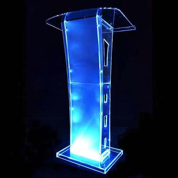 Podium with Light, Pulpit for Churches, Acrylic Podium Stand for Church Classroom Stage, Clear Podium, Church Pulpit Podium Lectern (White-Light)...