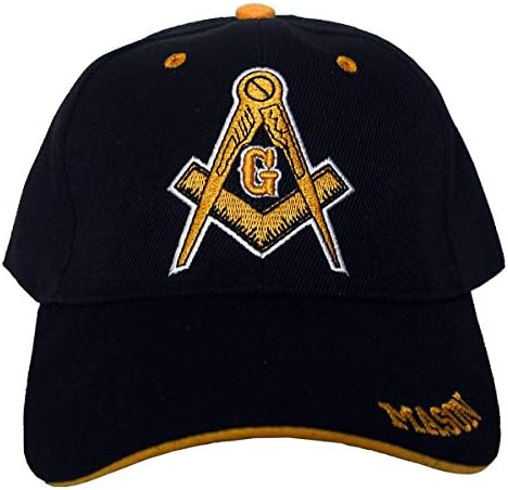 Black Duck Brand Freemason 3D Embroidered Adjustable Baseball HatCap Black & Yellow 1