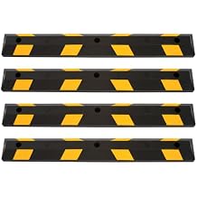 Guardian 2 Pack Parking Stop, 4 Foot Long Flexible Rubber Curb, Highly Visible Accessory with Mounting Holes for Job Sites and Garages, Black/Yellow