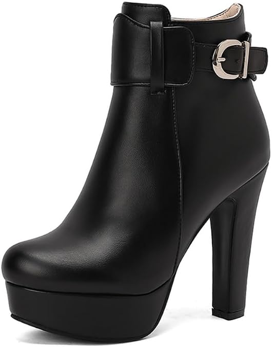 UniqueStride Womens Block High Heel Chelsea Booties Chunky Platform Ankle Boots