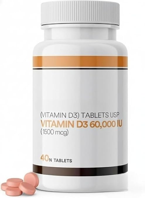 Vitamin D3 60000 IU Chewable Tablets | Supplement for Men and Women - 40 Tablets, Once a Week