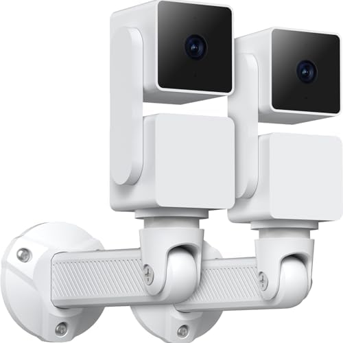 Gcioii 2 Pack Extended Wall Mount for WYZE Cam Pan V3V2V1, Blink Mini Pan-Tilt and Eufy Cam E220.OutdoorIndoor, 360 Degree Swivel Adjustable Bracket White,Camera not Included