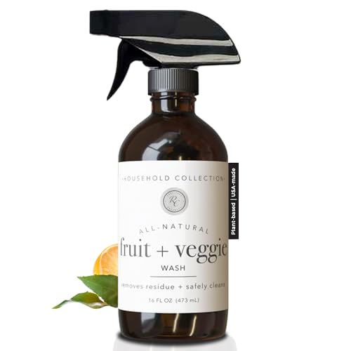Rowe Casa Organics Fruit & Veggie Wash with Therapeutic Grade Essential Oils Natural Fruit & Vegetable Wash Spray to Clean from Dirt & Residues 16 Fl. Oz. Bottle