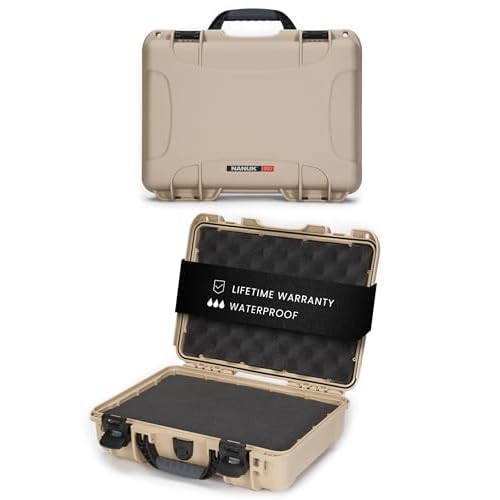 NANUK 910 Hard Case with Customizable Cubed Foam, IP67 Waterproof & Crushproof, Rugged Construction for Ultimate Protection, Made in North America Tan 14.3 x 11.1 x 4.7