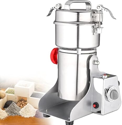 Commercial Electric Grain Mill Grinder - Stainless Steel Flour Mill for Nuts, Wheat & Corn - High-Efficiency Pulverizer Grinding Machine for Home & Professional Use