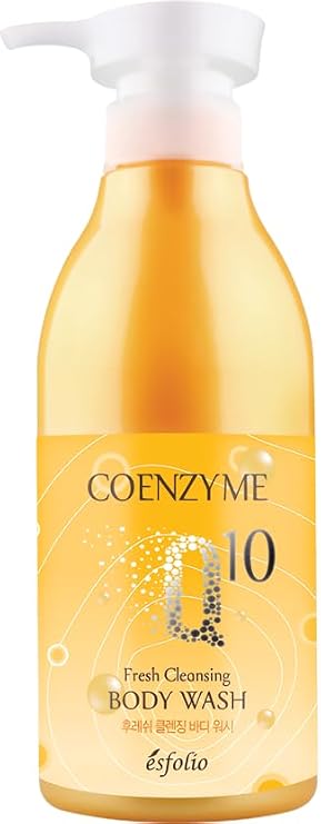 esfolio Soothing Body Wash with Coenzyme Q10 Hydrating Shower Gel for Dry or Sensitive Skin Gentle Foaming Cleanser & Plant-Based Korean Skincare (500ml / 16.9 fl oz)