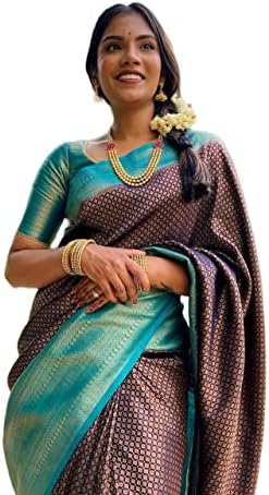 Womens Banarasi Kanchipuram Soft Silk Saree With Un-stitched Blouse Piece