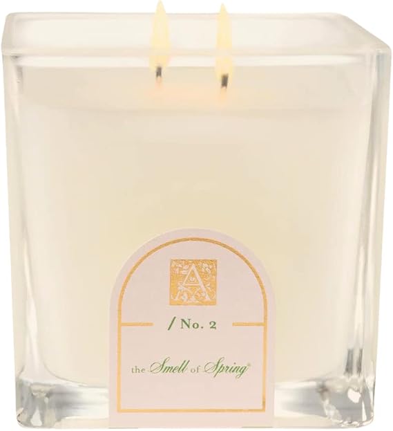 Aromatique Glass Cube Candle, Smell of Spring, 12 Ounces