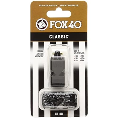 Fox 40 Classic Official Whistle with Break Away Lanyard Black