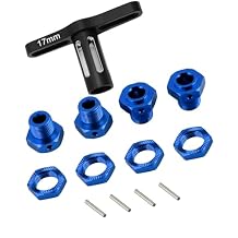 Aluminum 17mm Wheel Nuts & Wheel Hex Hubs & Wheel Wrench Upgrades Part for 1/10 Kraton 4X4 4S V2 BLX,Outcast 4X4 4S V2 BLX,Replace #AR310906#ARA310988,Navy Blue