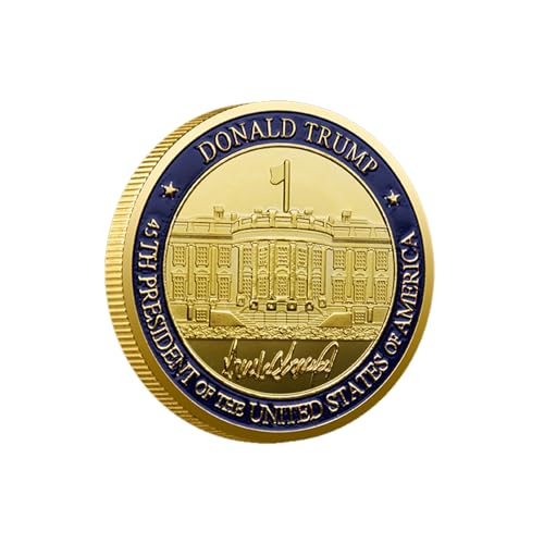 Donald Trump 45th 47th President Gold Plated Challenge Coin 2025 Commemorative Collectible with Colorized Seal & Liberty Eagle Trump 2024 Gift for Supporters E