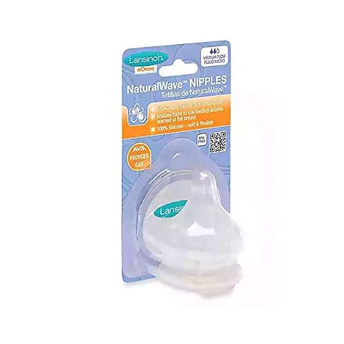 Lansinoh Natural Wave Nipples, 6 Count, Medium Flow