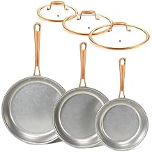 KOKHUB Tri-Ply Stainless Steel Frying Pans Set, 8"/9.5"/11" Vintage Cooking Pans with Lids, PFOA/PTFE/PFAS Free Skillet, Non-Toxic Induction Cookware, Dishwasher & Oven Safe, All Cooktops Compatible