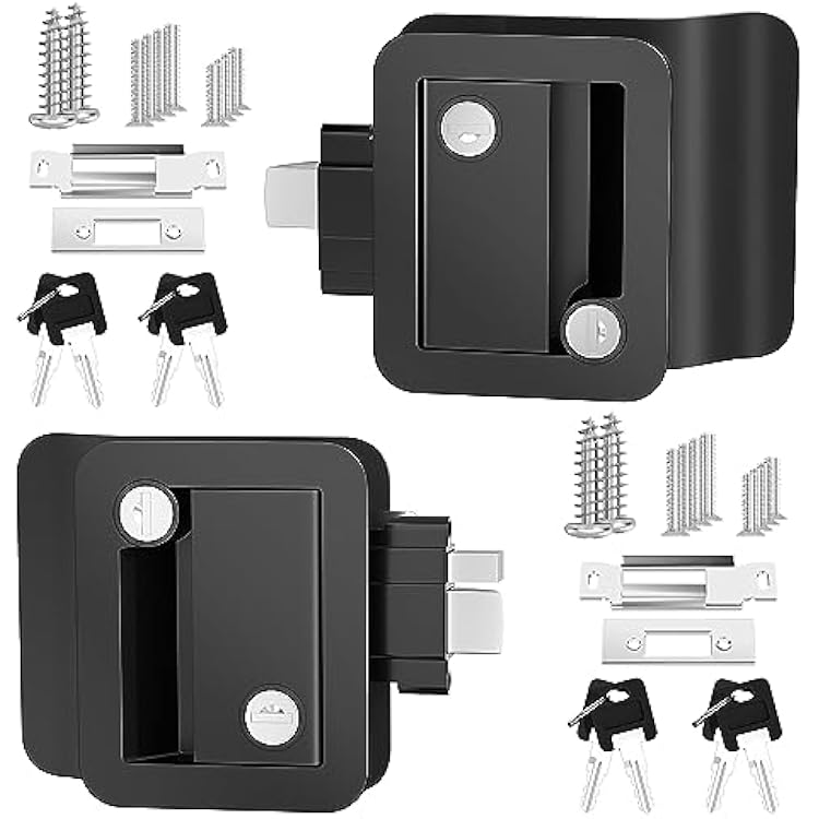 DAIERTEK RV Door Lock, Camper Door Lock Replacement RV Entry Door Lock Handle Latch Zinc Alloy Black for RV Camper Travel Trailer -2pcs