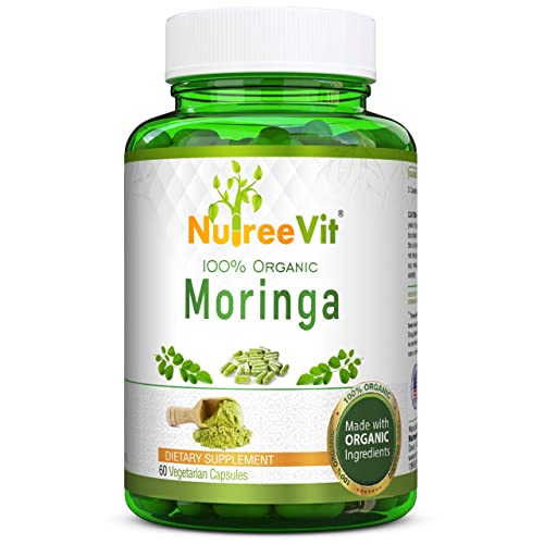 NutreeVit Organic Moringa Powder Capsules - Capsules of Pure Moringa Leaf Extract 240 Capsules