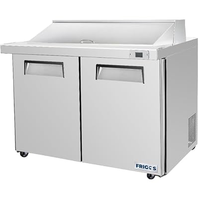 Frigos FG-SWPT-48 13.8 Cu Ft 2 Door Commercial Sandwich Prep Table Refrigerator - Stainless Steel Exterior with LED Lighting - Ideal for Commercial Kitchen Salad Bar Included Liftgate