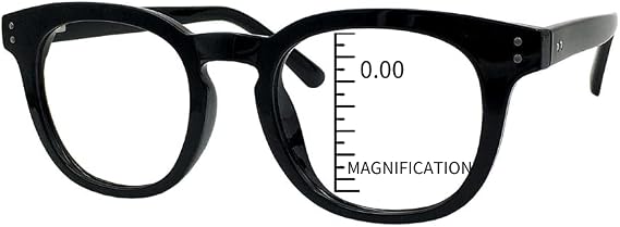 ProEyes Dylan, Progressive Blue Light Blocking Readers, 0 Strength on Top Lens, Spring Hinge (Black, 1.00 x)
