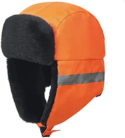 Men Reflective Trapper Hat Windproof Faux Fur Trooper Ushanka Hat Winter Warm Hunting Cap with Earflap