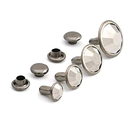 GoldStar Tool Rhinestone Rivets with Hematite Studded Grommets for Handbags, Leather, Crafts, Garments | Crafting Supplies 12MM Set of 100