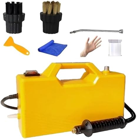 High Pressure Steam Cleaner 3800W, Portable Handheld Steamer 6000ML, Self-Priming Steam Cleaning Machine with 2 Brushes & Extension Elbow - Powerful Black Cleaning Tool