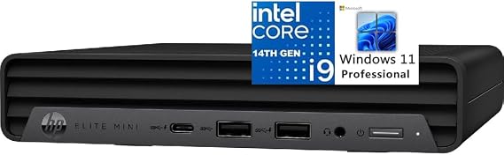 HP Mini PC Desktop Computer, Elite Mini 800 G9 with Intel i9-14900, (16GB RAM, 1TB SSD), Triple 4K Display Support, 6X USB Ports, Ultra-Quiet Design, Keyboard and Mouse, Windows 11 Pro