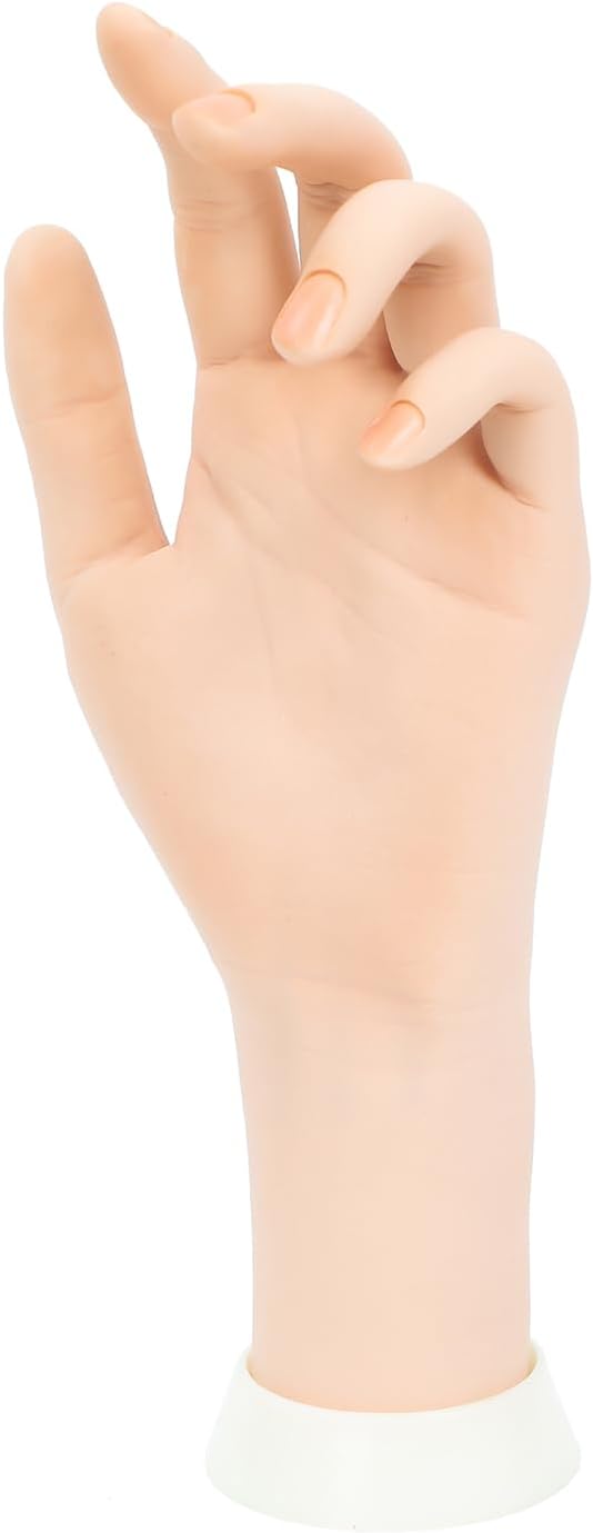 1 Pcs Practice Nail Art Trainer Training Hand Tool Left Flexible Hand Model Bendable Display Hand Manicure Practice Prosthetic Hand for Nails (beige)