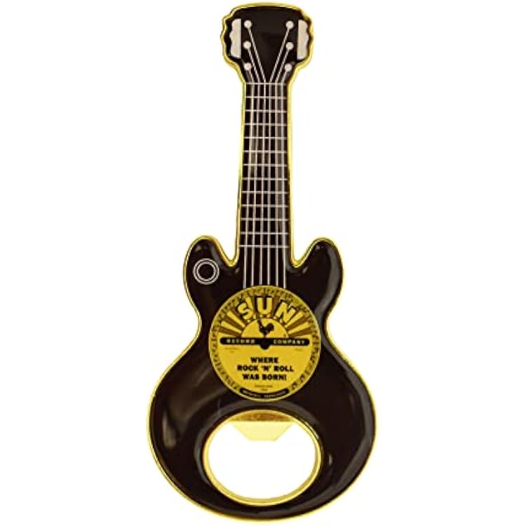 Midsouth Products Sun Records Metal Bottle Opener - Guitar-Shaped with Magnetic Back for Rock N Roll Fans