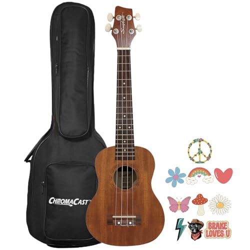 Autographed Sawtooth Mahogany Tenor Electric Ukulele w Gig Bag and Fishman KUL-101 PreampBuilt In Tuner and Official Brake Stickers