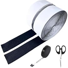 Cayton Hook and Loop Tape Sticky, 1 Inch x 32.8 Feet Self Adhesive Hook and Loop Tape Nylon Self Adhesive for Various Handmade Craft (Black, 1in x 32.8ft)