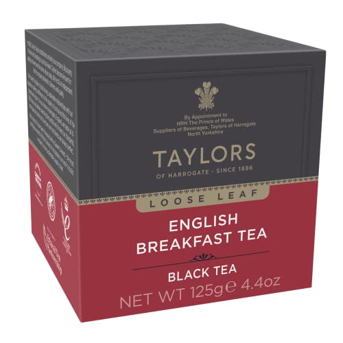Taylors of Harrogate English Breakfast, Black Tea, Loose Leaf, 4.41 Ounce Carton Pack of 1, Rich, Bright & Malty, Caffeinated, Premium Whole Leaf Tea