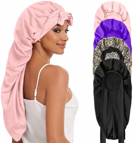 Silk Long Bonnet for Braids & Curly Hair, Silk Satin Bonnet for Sleeping, Extra Large Bonnets for Women Braid