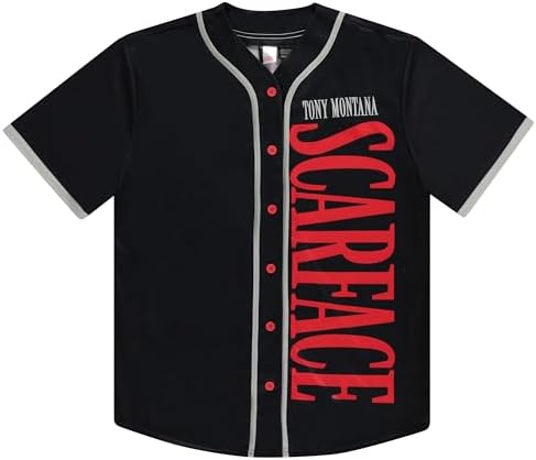 Scarface Tony Montana Mens Jersey - Mesh Button Down Baseball Jersey Movie Retro Fashion Top