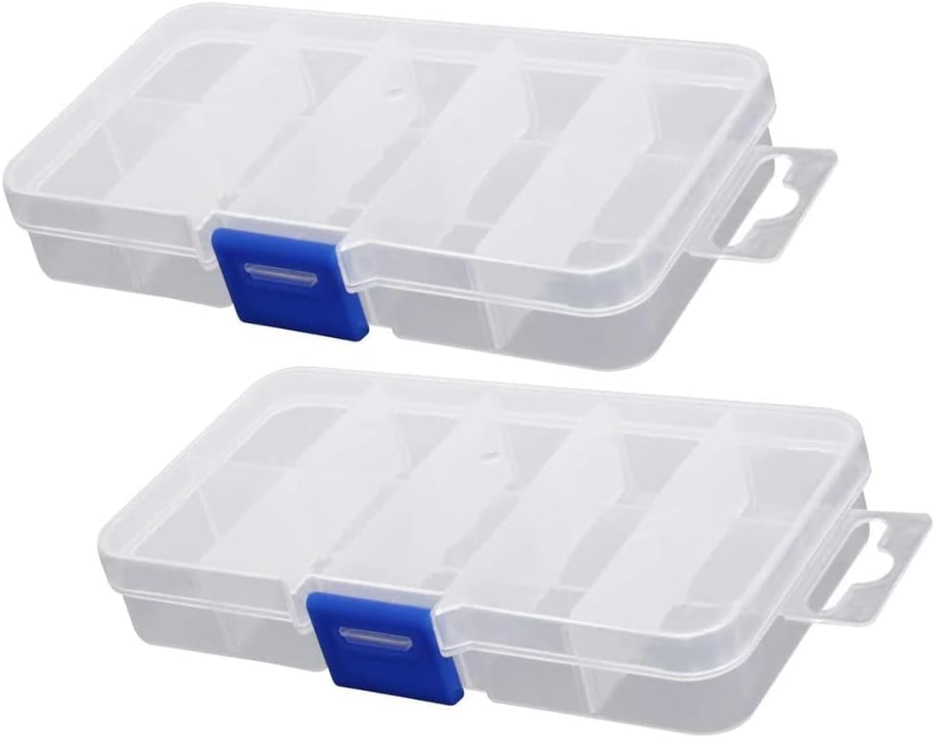 Auniwaig 2 Pcs Tool Box Tool Organizer, Plastic Hardware Box Storage for Hardware, Screws, Bolts, Nuts, Nails, Beads, Jewelry 5.12x2.76x0.87 Translucent
