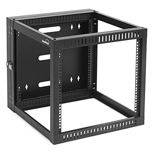 NavePoint 9U Wall Mount Server Rack with Hinged Back, 4-Post 24 Deep, Rear Swing Frame 9U Network Rack Wall Mount for 19 Inch Equipment AV IT Easy Cable Management, Black