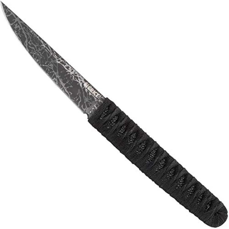 CRKT Obake Everyday Carry Fixed Blade Knife with Sheath: Stainless Steel Plain Edge Blade, Cord-Wrapped Stainless Steel Handle, 2367