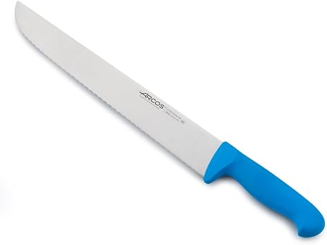 Arcos Serrated Fish Knife, Stainless Steel NITRUM Blade 350 mm, Ideal for Fish, Blue Polypropylene Handle, Series 2900, Enhanced Durability and Precise Cutting