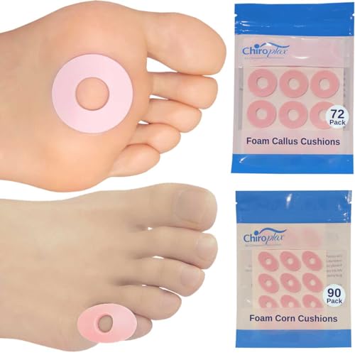 Chiroplax Bundle - 72 Foam Callus Cushions  90 Foam Corn Cushions