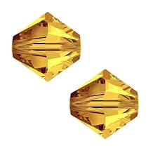 200pcs Adabele Austrian 4mm (0.16 Inch) Small Faceted Loose Bicone Crystal Beads Amber Compatible with Swarovski Crystals 5301/5328 SSB407