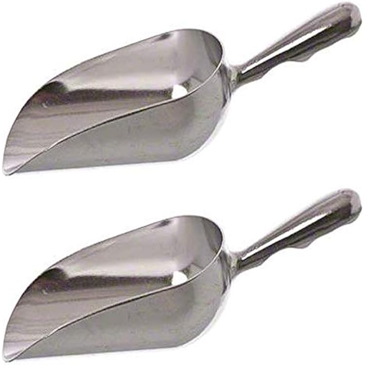 SET OF 2, 12 Oz. Ounce Bar Ice Scoop, Dry Bin Scoop, Dry Goods Scoop, Candy Scoop, Spice Scoop, Cast Aluminum