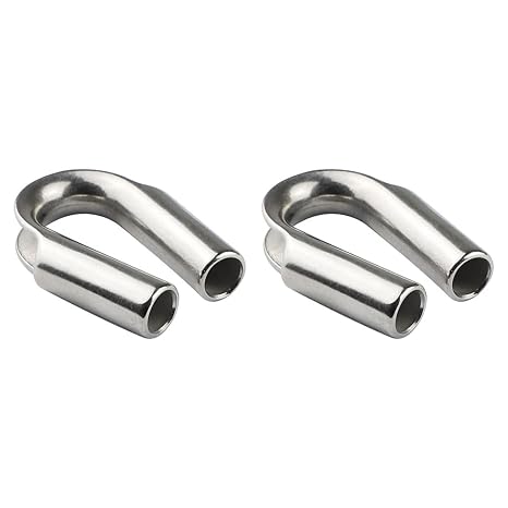 3/8" (10mm) Stainless Steel Tube Thimble, Hollow Cable Sleeve for Wire Rope Loop Protection, Tubular Insert for Cable Routing, Outdoor & Railing Use (2 Pack)