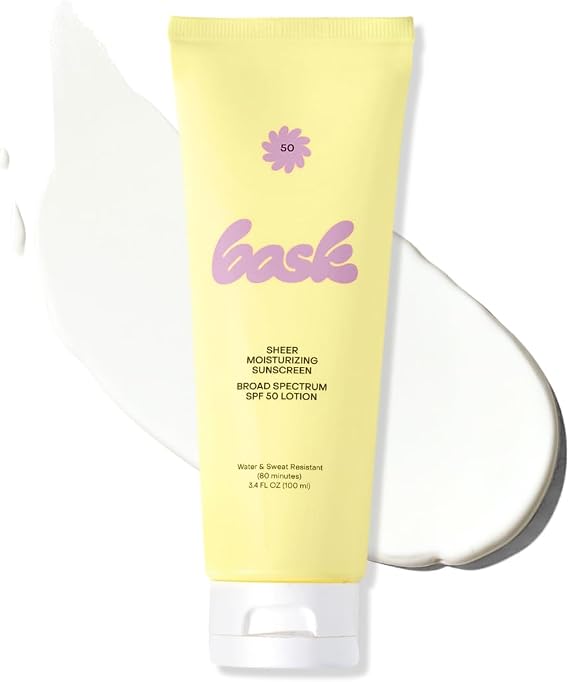 Sheer Moisturizing Sunscreen Lotion, SPF 50, 3.4 fl oz (100 ml), Bask Suncare