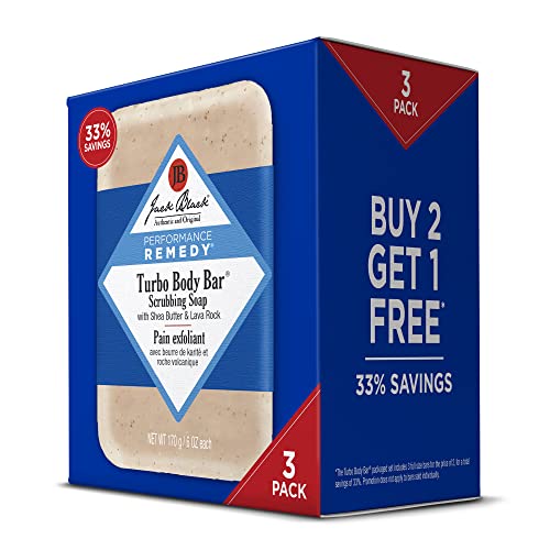 Jack Black - Turbo Body Bar Scrubbing Soap, 6 oz Pack of 3 -