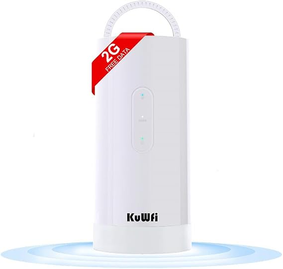 KuWFi Portable 4G LTE Cat6 WiFi Hotspot, Camping Light, 10000mAh Battery | 5-Color Camping Light, Solar Charging & SIM/WAN for Outdoor Travel, RV, Remote Work