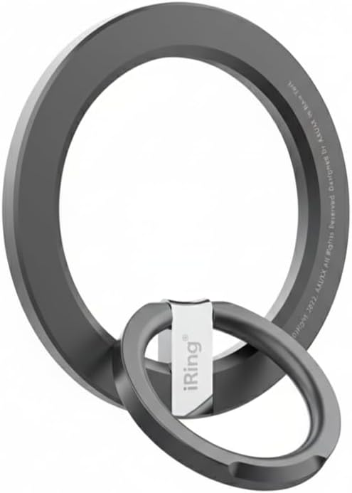 iRing Magnetic Phone Ring Holder for MagSafe, 360 Rotation Finger Grip Stand Compatible with iPhone 17/16/15/14/13/12 Strong Magnetic Grip, iRing M2 Black