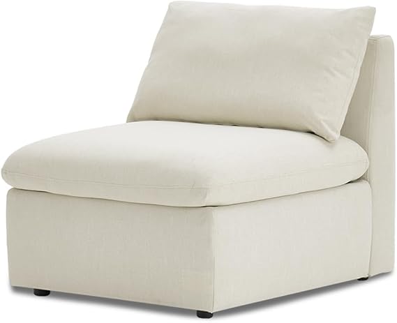 mopio Armless Sofa with Fully Removable Washable Covers, Middle Module for Modular Sectional Sofa Couch with Large Storage and Deep Seat, Modern Contemporary Couch for Living Room, Off White