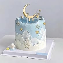 Acrylic Golden Stars and Moon Cake Toppers for Birthday Wedding Baby Shower and Celestial Themed Party Cake Decorations