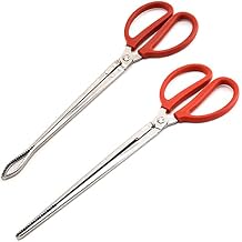 Crab Tongs - Set of 2 Multi-Function Clip Scissor Tongs, Anti-Slip Clamp, 15-Inch Long