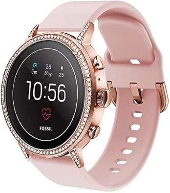 ViCRiOR Bands Compatible with Fossil Women's Gen 5E 42mm Smart Watch, 18mm Quick Release Soft Silicone Fadeless Pattern Printed Floral Replacement Band for Fossil Q Venture Gen 4 HR/Gen 3, Leopard