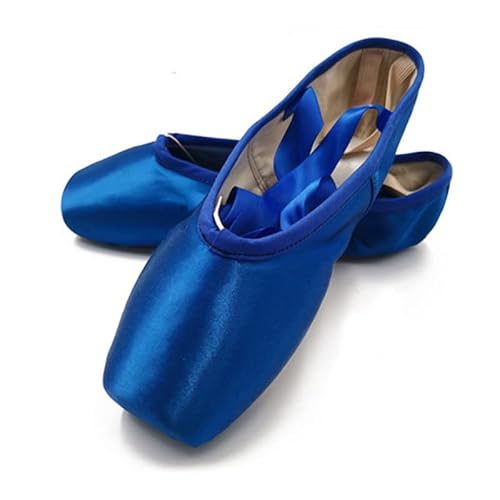 WENDYWU Ballet Dance Shoes Colorful Blue Red White Black Pink Pointe Shoes with Toe Pads